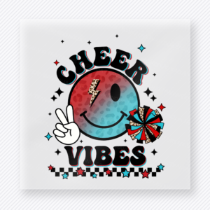 Cheer Vibes Red Blue Smiley Sports DTF Transfers