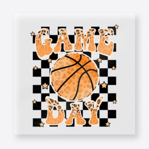 Game Day Basketball Checkered Lettering Black-And-White Sports DTF Transfers