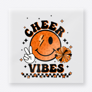 Cheer Vibes Orange Smiley Peace Sports DTF Transfers