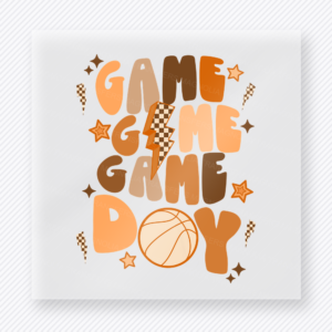 Game Day Basketball Orange Lettering Small Sports DTF Transfers