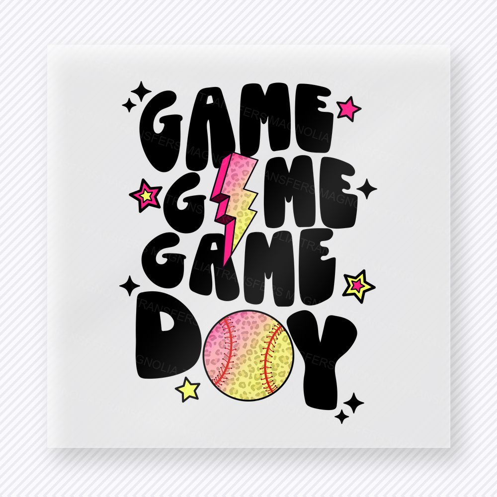 Game Day Softball Bold Black Sports DTF Transfers
