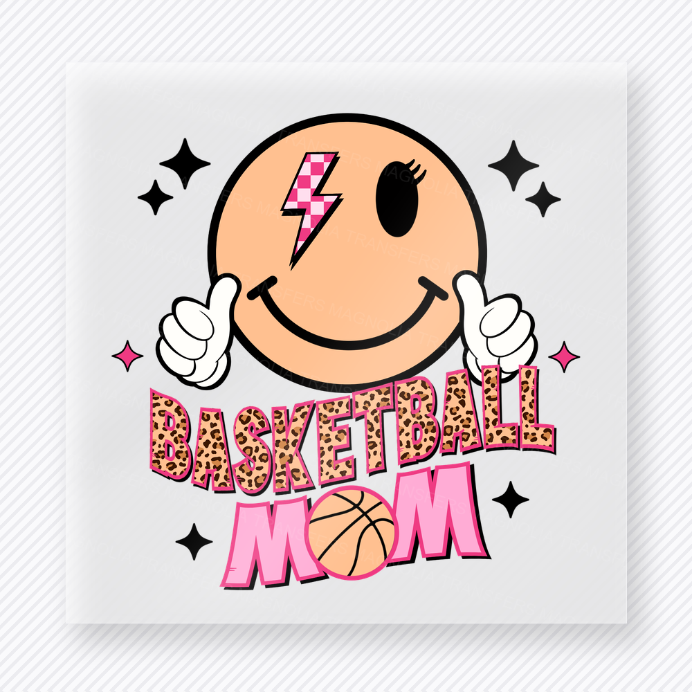 Basketball Mom Smiley Lettering Face Sports DTF Transfers