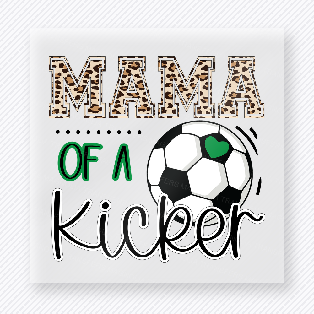 Mama Of A Soccer Kicker Leopard Lettering Sports DTF Transfers