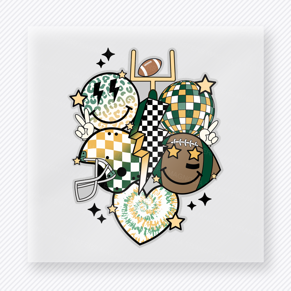Football Mom Collage Teal Gold Sports DTF Transfers
