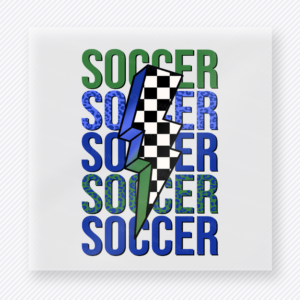 Soccer Checkered Lightning Bolt Green Blue Sports DTF Transfers