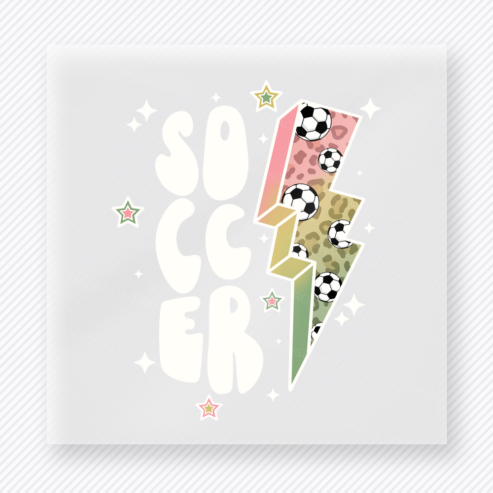 White Soccer Lightning Bolt Sports DTF Transfers