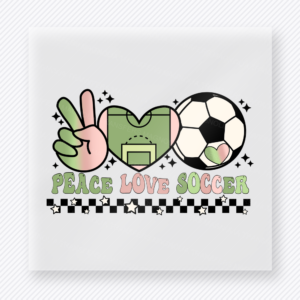 Peace Love Soccer Checkered Sports DTF Transfers