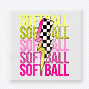 Softball Checkered Lightning Bolt Pink Green Sports DTF Transfers