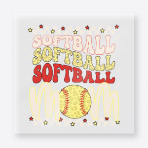 Softball Mom Stars Lettering Star Sports DTF Transfers