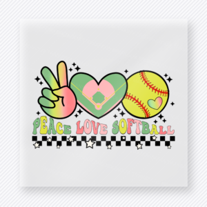 Peace Love Softball Checkered Sports DTF Transfers