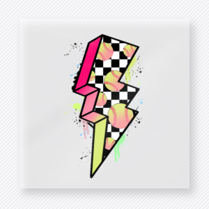 Bright Checkered Lightning Bolt Sports DTF Transfers