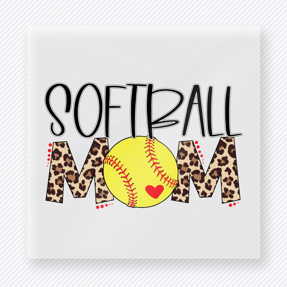 Softball Mom Leopard Text Sports DTF Transfers