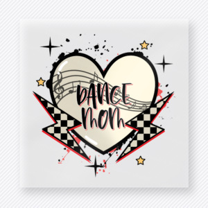 Dance Mom Checkered Heart Sports DTF Transfers