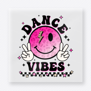 Dance Vibes Pink Smiley Peace Sports DTF Transfers