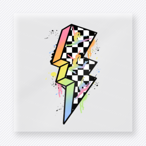 Rainbow Checkered Lightning Bolt Sports DTF Transfers