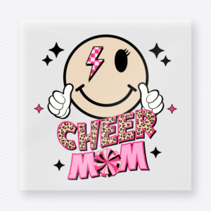 Cheer Mom Smiley Lettering Face Sports DTF Transfers
