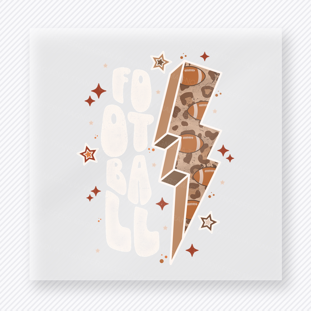 White Football Lightning Bolt Sports DTF Transfers