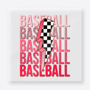 Baseball Checkered Lightning Bolt Pink Sports DTF Transfers