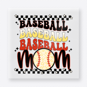 Baseball Mom Checkered Lettering Border Sports DTF Transfers
