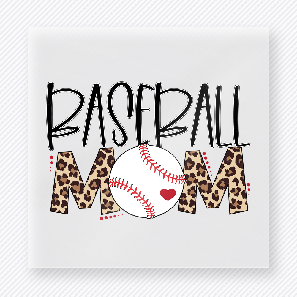 Baseball Mom Leopard Text Lettering Making Sports DTF Transfers