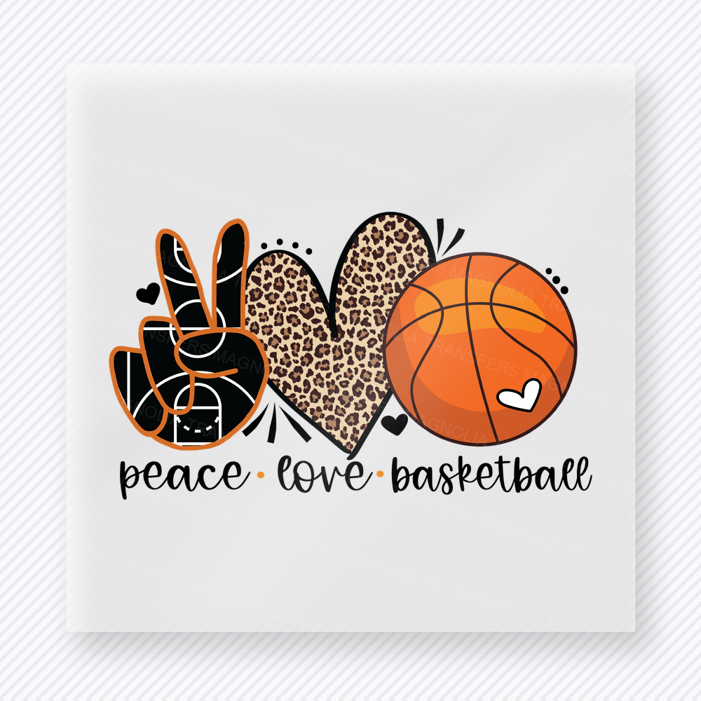 Peace Love Basketball Leopard Sports DTF Transfers