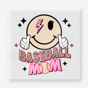 Baseball Mom Smiley Sports DTF Transfers