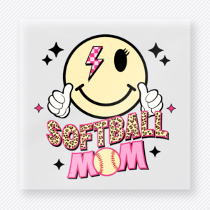 Softball Mom Smiley Sports DTF Transfers