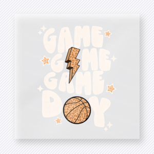 White Game Day Basketball Sports DTF Transfers