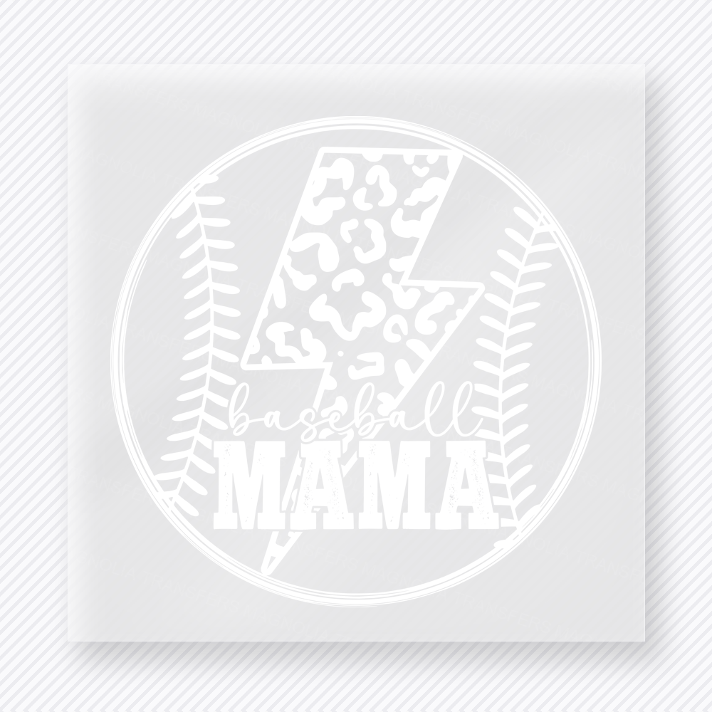 White Softball Mama Lightning Bolt Sports DTF Transfers