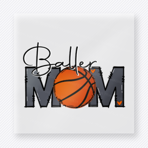 Baller Mom Basketball Gray Lettering Block Sports DTF Transfers
