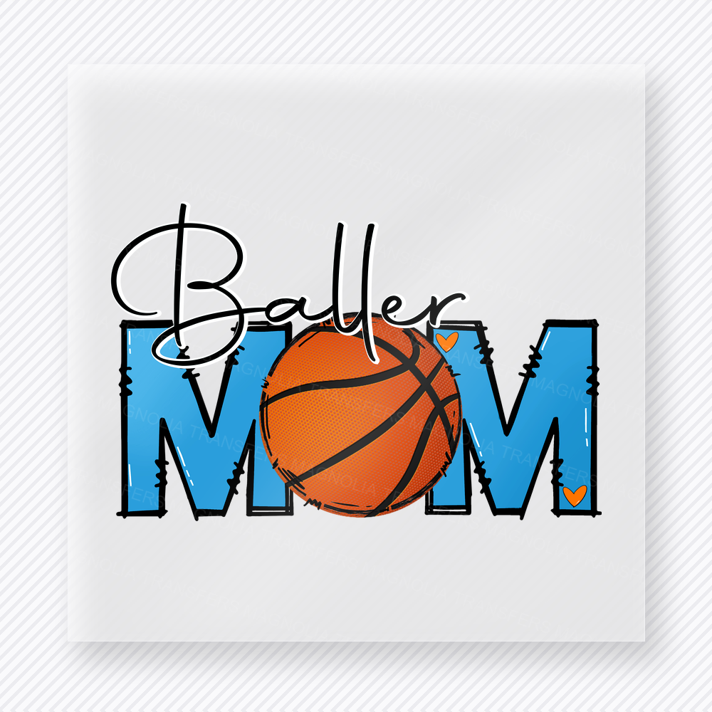 Baller Mom Basketball Blue Sports DTF Transfers