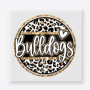 Bulldogs Leopard Circle Black Sports DTF Transfers