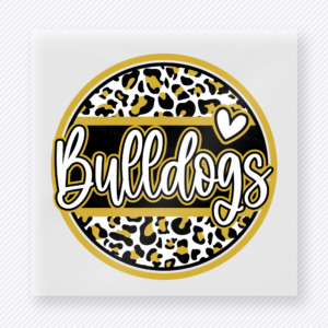 Bulldogs Leopard Circle Gold Sports DTF Transfers