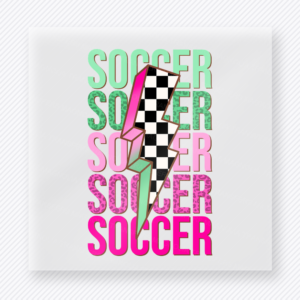 Soccer Checkered Lightning Bolt Pink Green Sports DTF Transfers