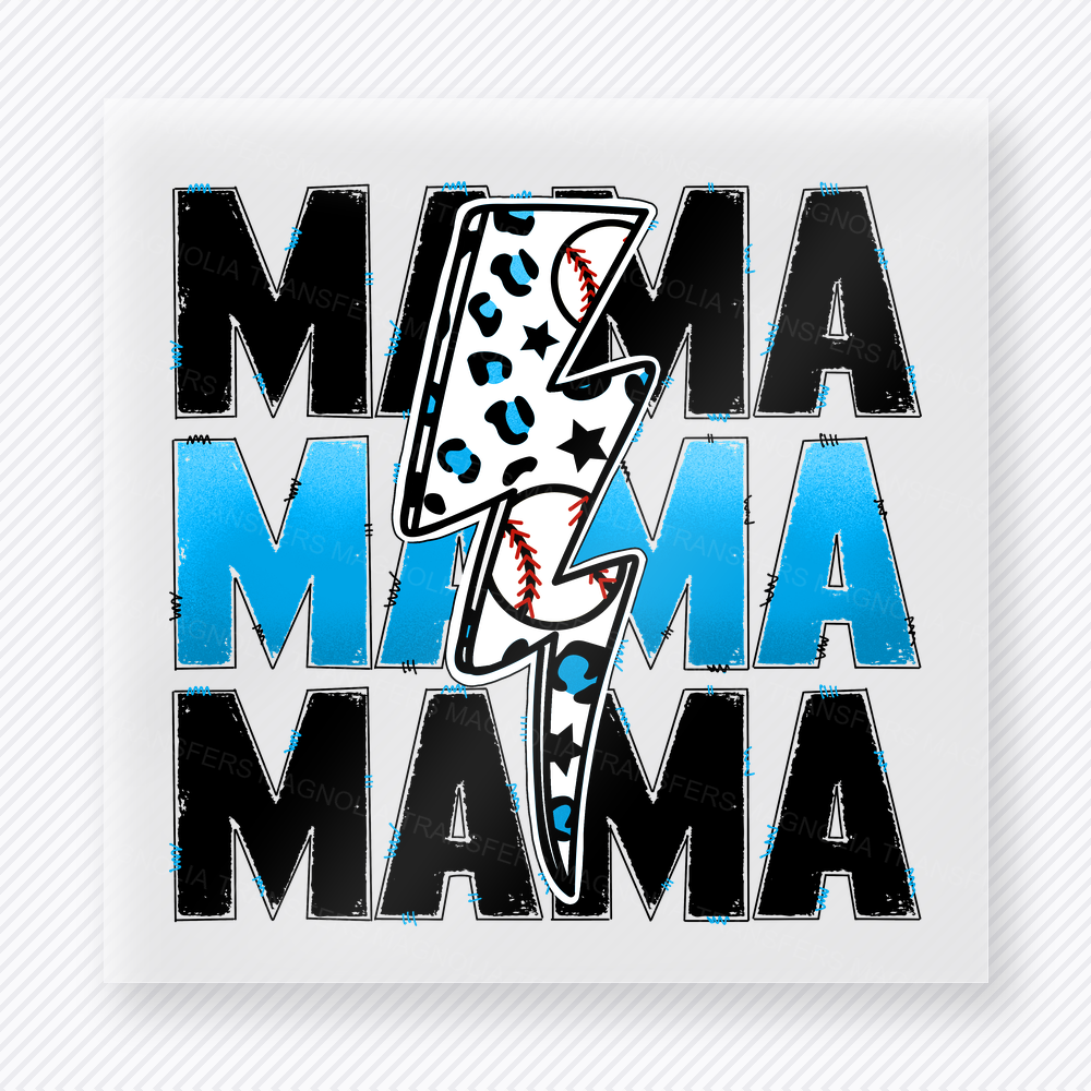 Basketball Mama Lightning Bolt Blue Lettering Accent Sports DTF Transfers