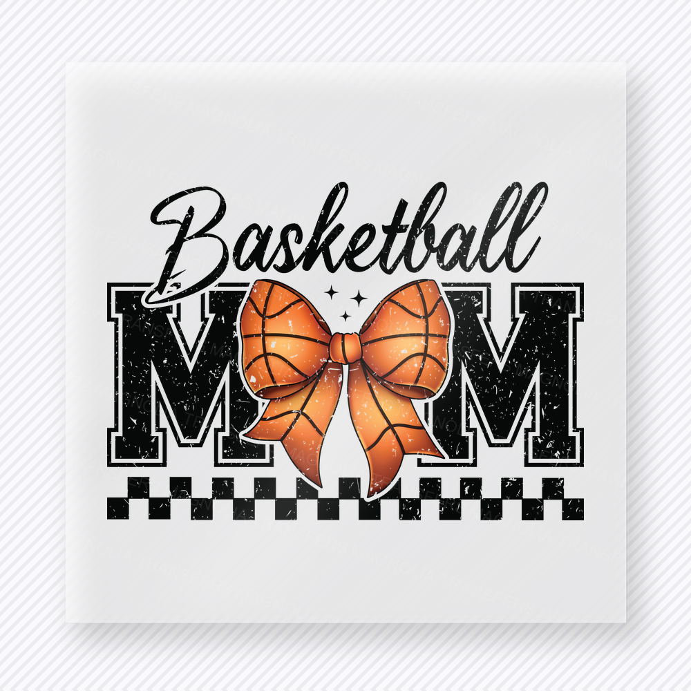 Basketball Mom Checkered Bow Sports DTF Transfers