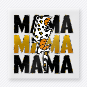 Basketball Mama Lightning Bolt Gold Lettering Accent Sports DTF Transfers