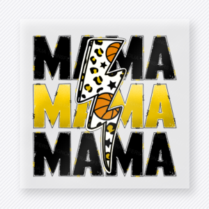 Basketball Mama Lightning Bolt Yellow Black Lettering Yellow-Black Sports DTF Transfers