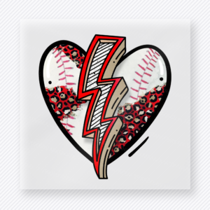Baseball Lightning Heart Sports DTF Transfers