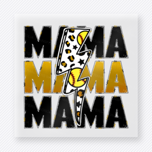 Basketball Mama Lightning Bolt Gold Black Lettering Gold-Black Sports DTF Transfers