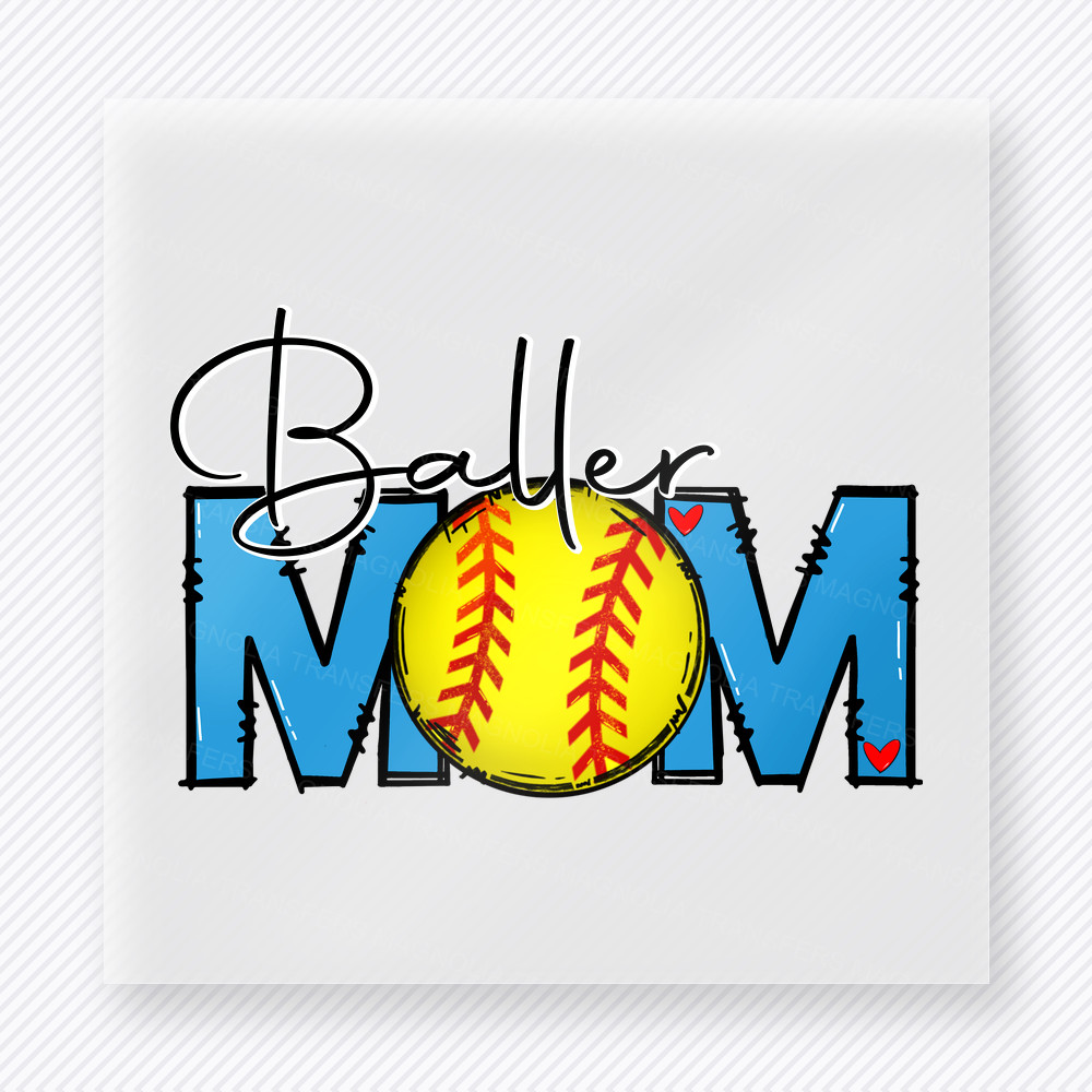 Baller Mom Softball Aqua Sports DTF Transfers