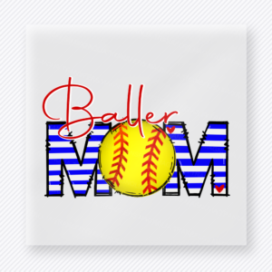 Baller Mom Softball Royal Stripes Sports DTF Transfers