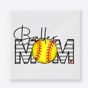 Baller Mom Softball Gray Stripes Sports DTF Transfers