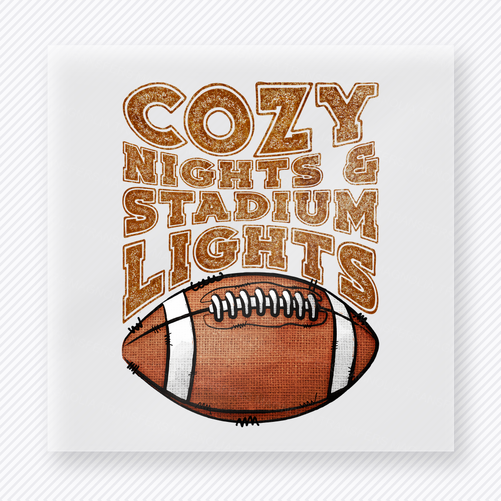 Cozy Nights And Stadium Lights Football Brown Sports DTF Transfers