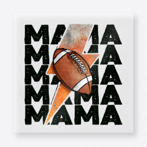 Football Mama Orange Lightning Bolt Sports DTF Transfers
