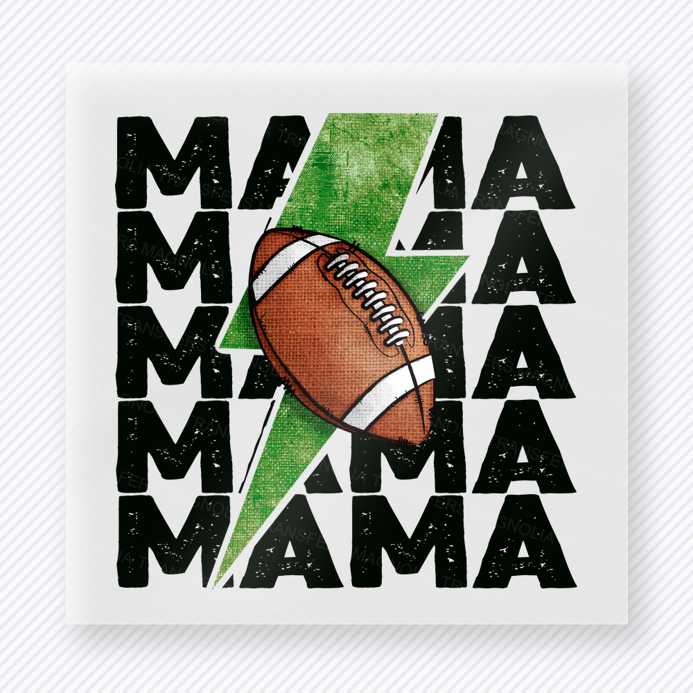 Football Mama Green Lightning Bolt Sports DTF Transfers