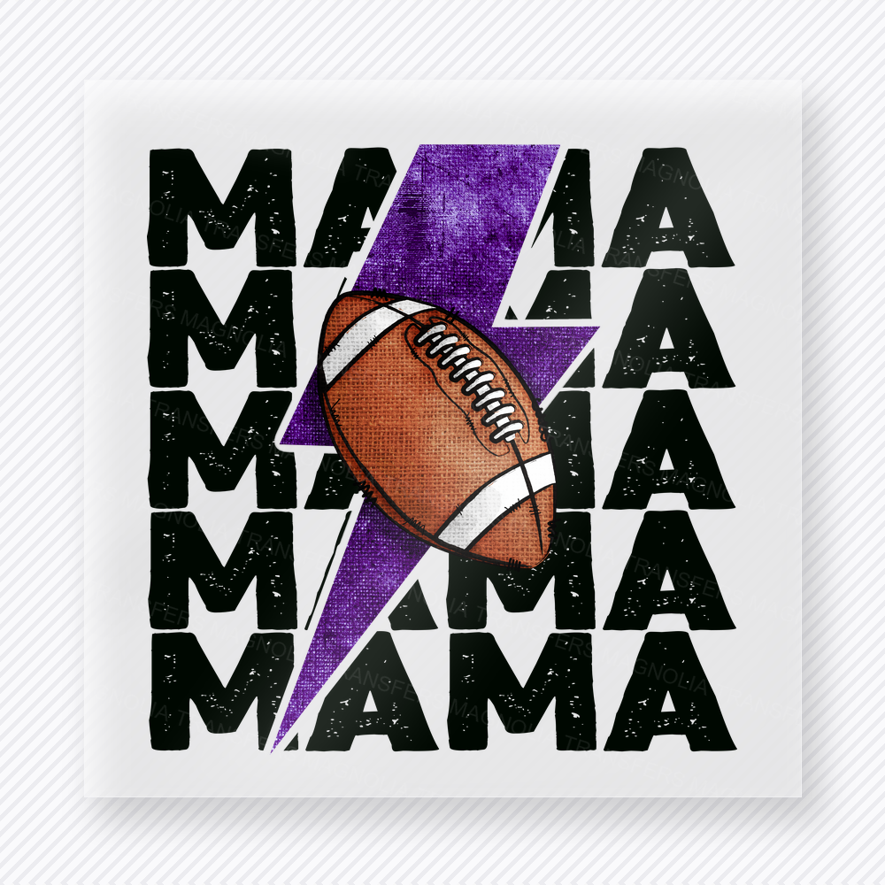 Football Mama Purple Lightning Bolt Sports DTF Transfers