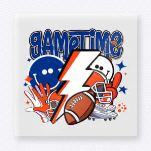 Game Time Football Orange Navy Sports DTF Transfers