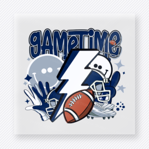 Game Time Football Navy Gray Sports DTF Transfers