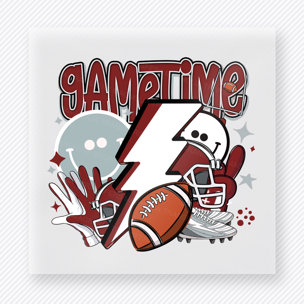 Game Time Football Maroon Gray Sports DTF Transfers
